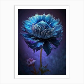 modern abstract blue flower Art Print