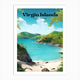 Virgin Islands National Park Beach Modern Travel Art Art Print