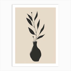 Vase With Leaves 4 Art Print