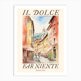 Il Dolce Far Niente Bolzano, Italy Watercolour Streets 4 Poster Art Print