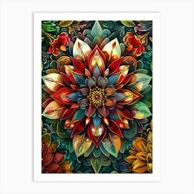 Colorful Stained Glass Flowers 20 Art Print