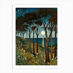 William Morris Moonlight In The Woods 104 Art Print