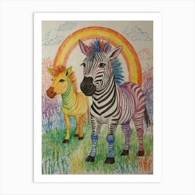 Rainbow Zebras 4 Art Print