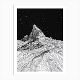 Corn Du Mountain Line Drawing 2 Art Print