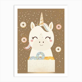 Unicorn Eating Rainbow Sprinkled Donuts Muted Pastels 2 Art Print