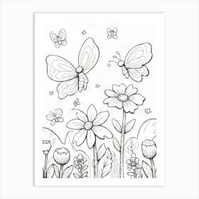 Butterfly Coloring Page Art Print