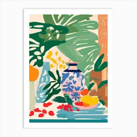 Hawaii vase with plants Art Print