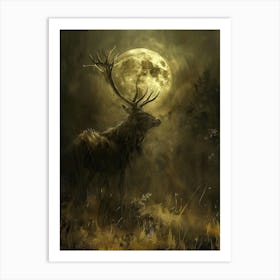 Deer In The Moonlight 7 Art Print