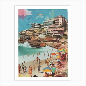 Bondi Beach   Retro Collage Style 1 Art Print
