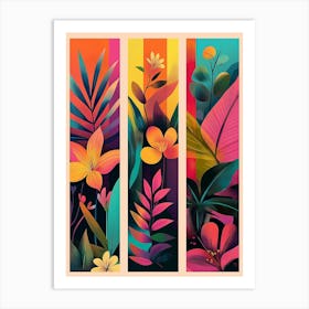 Tropical Flowers Set Of Banners Art Print