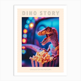 Pastel Toy Dinosaur Eating Popcorn 1 Poster Art Print