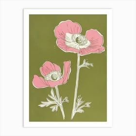 Pink & Green Anemone 1 Art Print