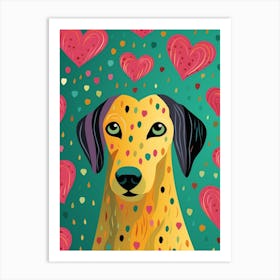 Spotty Geometric Heart Dog Art Print