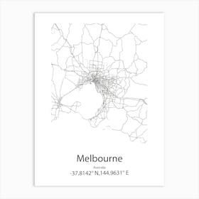 Melbourne,Australia Minimalist Map Art Print