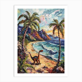 Dinosaur On The Beach Painting 1 Art Print