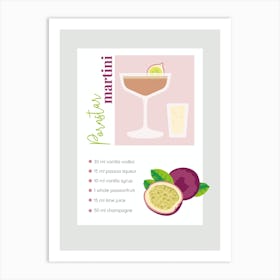 Passionfruit Martini Recipe Art Print
