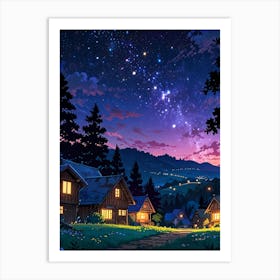 Night Sky Anime aesthetic 24 Art Print