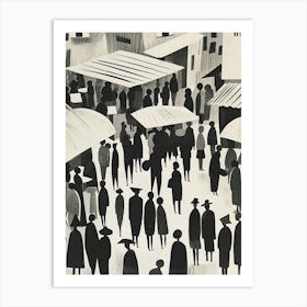 Market Art Deco Illustration Art Print