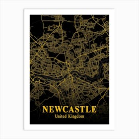 Newcastle Gold City Map 1 Art Print