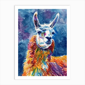 Llama Colourful Watercolour 2 Art Print