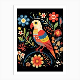 Folk Bird Illustration Parrot 1 Art Print