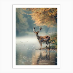 Deer In The Forest. Generated AI. Art Print Art Print