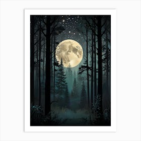 Full Moon In The Forest Art Print