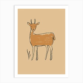 Deer - Boho, Line Art 18 Art Print