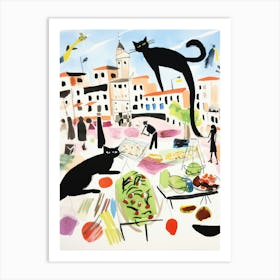 The Food Market In Malaga 4 Illustration Art Print