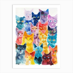 Watercolor Cats 7 Art Print