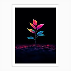 Colorful Tree In The Dark Art Print