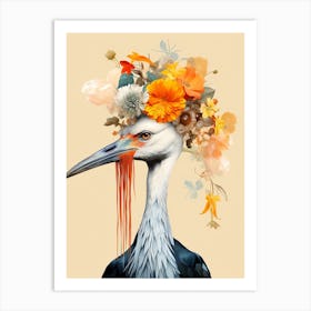 Bird With A Flower Crown Crane 4 Art Print
