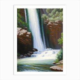 Calf Creek Waterfall, United States Peaceful Oil Art  Art Print