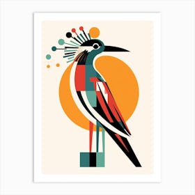 Colourful Geometric Bird Roadrunner 1 Art Print
