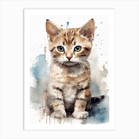 Baby Cat Kitten Watercolour Nursery 1 Art Print