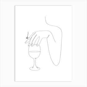 Woman and Wine Line art Art Print