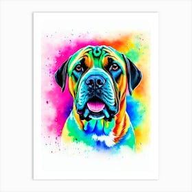 Bullmastiff Rainbow Oil Painting Dog Art Print