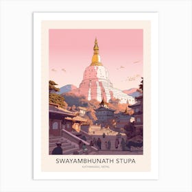 Swayambhunath Stupa Kathmandu Nepal Travel Poster Art Print
