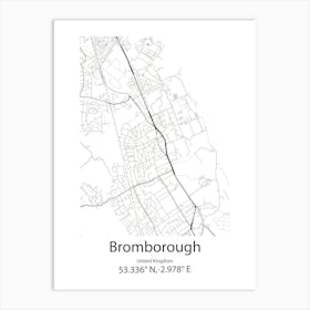 Bromborough,United Kingdom Minimalist Map Poster