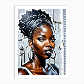 Graffiti Mural Of Beautiful Black Woman 345 Art Print