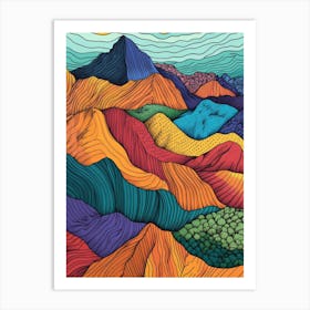 Colourful Mountain Illustration Poster Art Print 21 Art Print