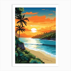 Grand Anse Beach Grenada At Sunset, Vibrant Painting 3 Art Print