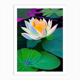 Blooming Lotus Flower In Pond Fauvism Matisse 1 Art Print