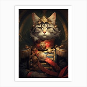 Cat In Military Uniform Art Print