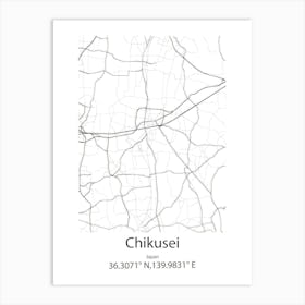 Chikusei,Japan Minimalist Map Art Print