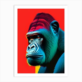 Gorilla With Thinking Face Gorillas Primary Colours 2 Art Print