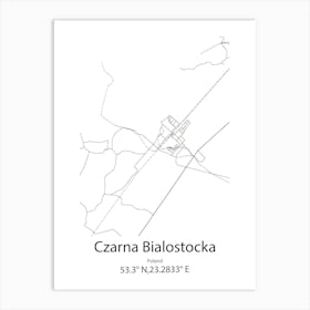 Czarna Bialostocka,Poland Minimalist Map Art Print