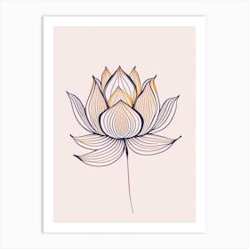 Lotus Flower Pattern Minimal Line Drawing 5 Art Print