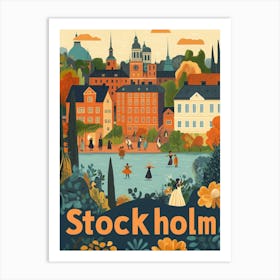 Aihrgdesign A 1970s Inspired Travel Poster For Stockholm 1 Art Print