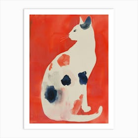 Cat On Red Art Print